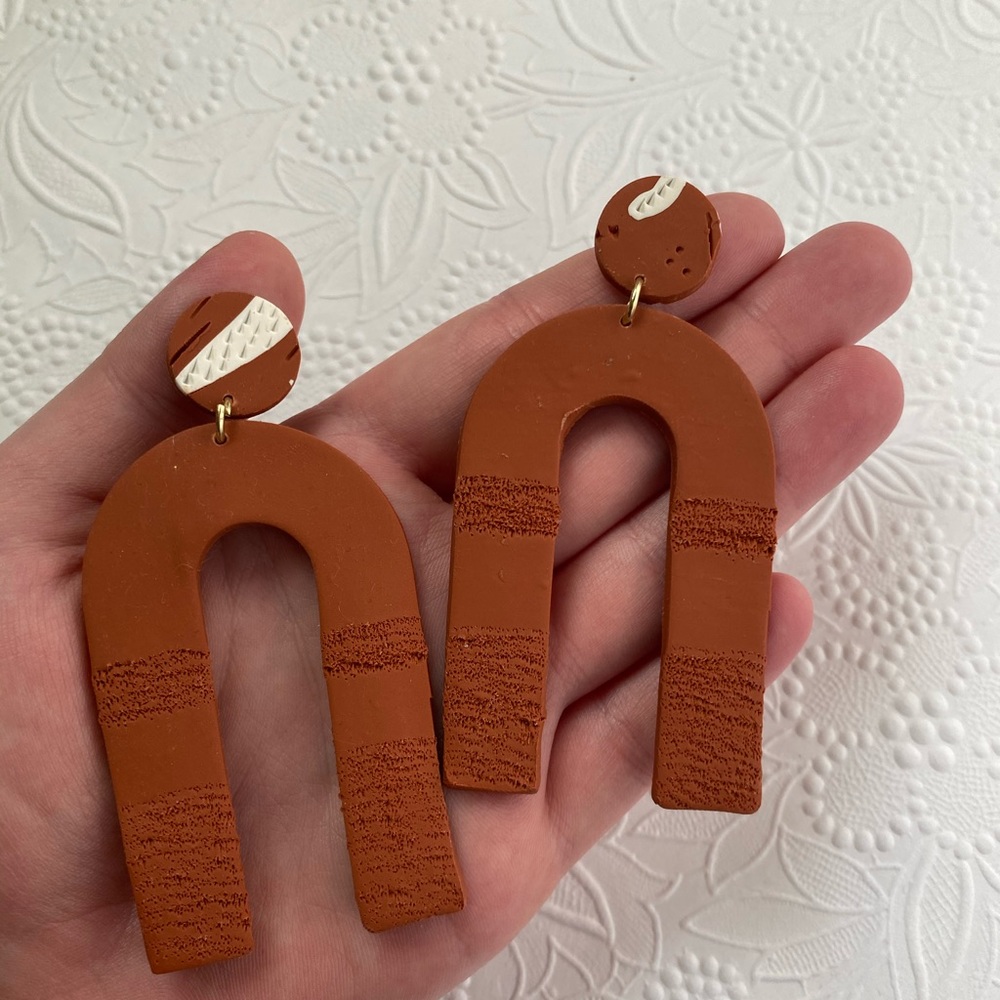 Arch Earrings, Handmade Clay Jewelry, Boho chic